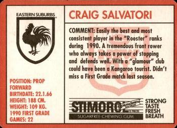 1991 Stimorol NRL #133 Craig Salvatori Back